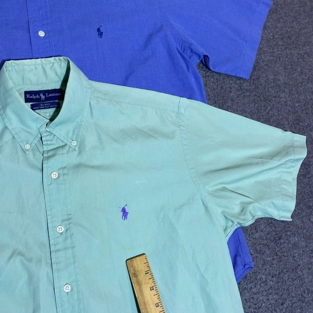 Lot of 2 Polo Ralph Lauren Blake Mens Medium Short Sleeve Button Down Shirts